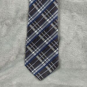 Michael Kors Tie Mens Blue Grey Plaid Silk USA 3.25"x59" Wedding Formal